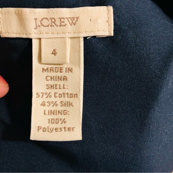 J. Crew Silk Navy Ruffled Dress Knee Length - Picture 7 of 9